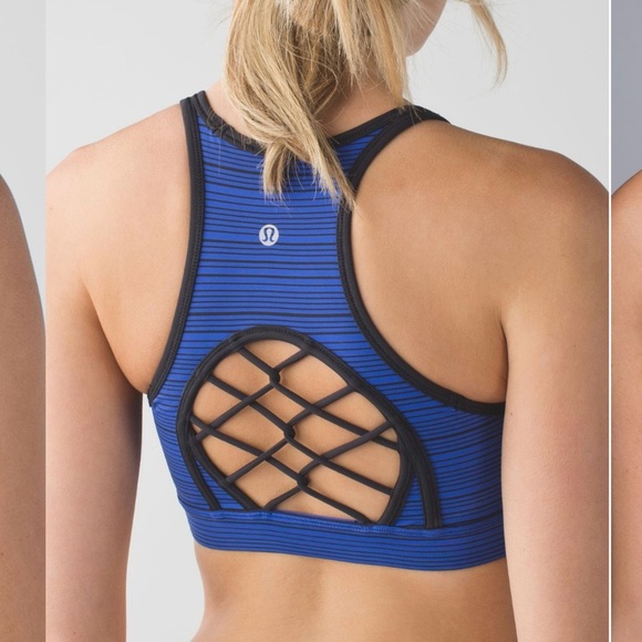 Lululemon Sweaty Or Not Bra II Blue Black Women’s Luxstreme Size 4 No Padding - Picture 1 of 12